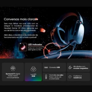 Headset Gamer Goldentec GT Orion Com Led RGB - Imagem 5