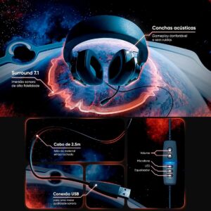 Headset Gamer Goldentec GT Orion Com Led RGB - Imagem 7