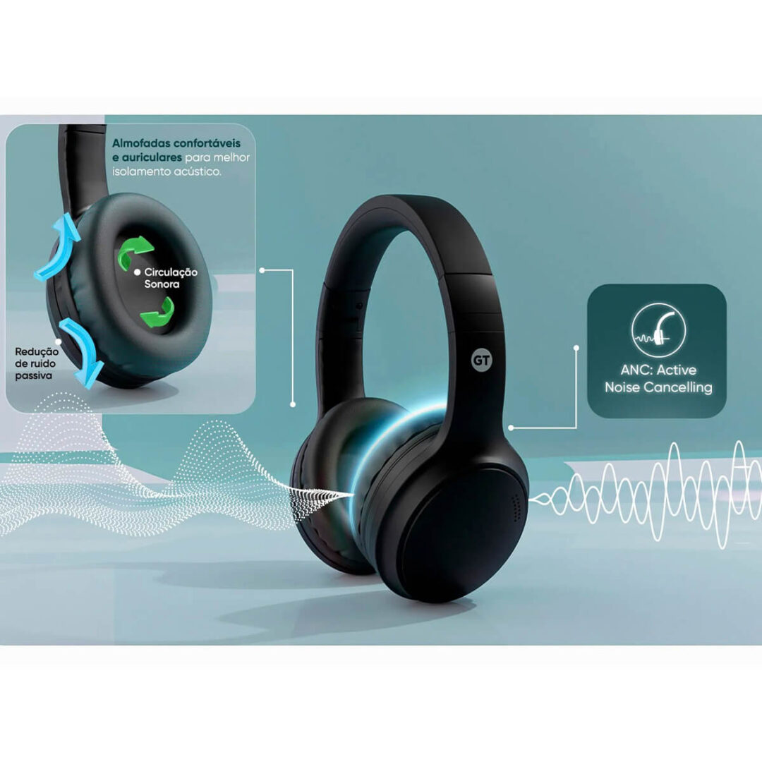 Headphone Bluetooth ANC Goldentec GT Zen Com Cancelamento de Ruído - Imagem 6