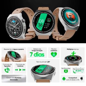 Smartwatch GT Classic Goldentec Tela Full 1,28" IP67 Bluetooth 5.0 - Imagem 4