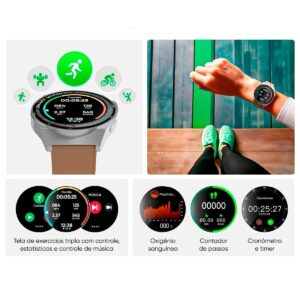 Smartwatch GT Classic Goldentec Tela Full 1,28" IP67 Bluetooth 5.0 - Imagem 5